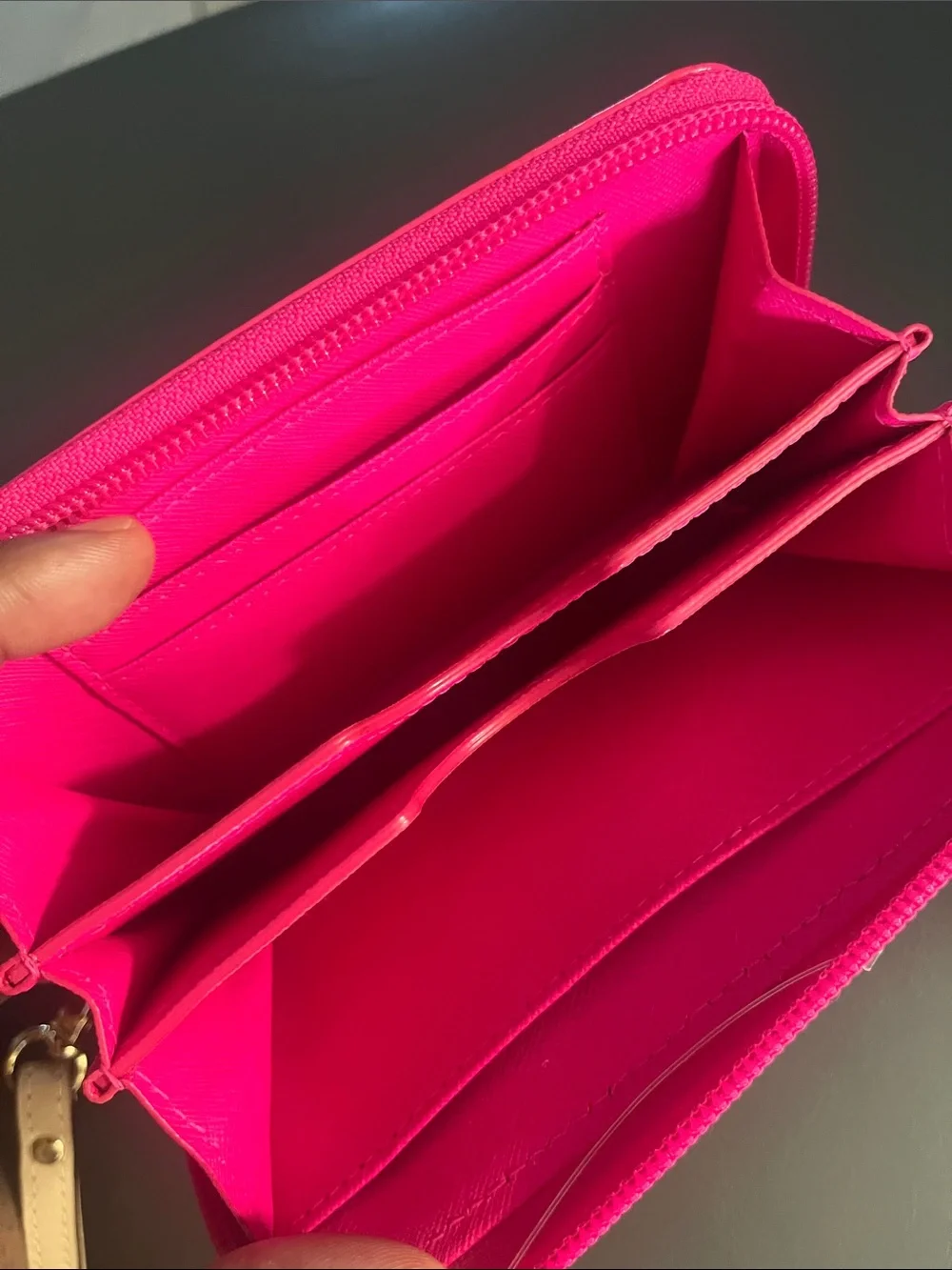 Hot Pink Patent Wristlet with Gold Plate